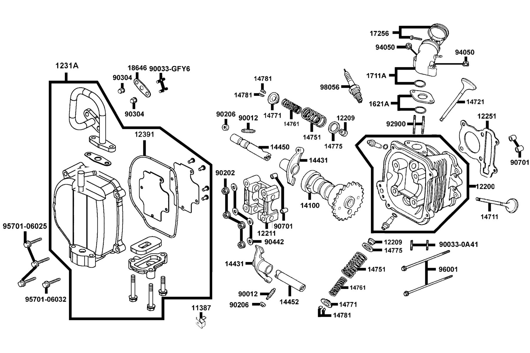 SUPER 8 50X (2020) Cylinder Head parts diagram